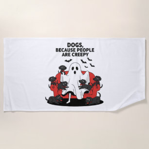 Spooky Halloween Dog Spooky Ghost Beach Towel