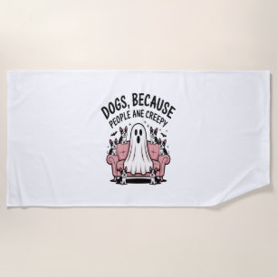 Spooky Halloween Dog Spooky Ghost Beach Towel