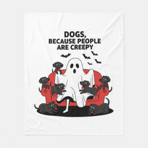 Spooky Halloween Dog Spooky Ghost Fleece Blanket