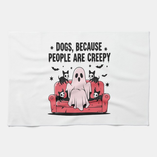 Spooky Halloween Dog Spooky Ghost Png 2 Kitchen Towel (Horizontal)
