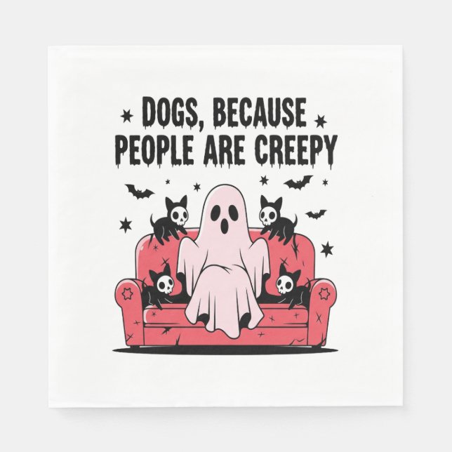 Spooky Halloween Dog Spooky Ghost Png 2 Napkin (Front)