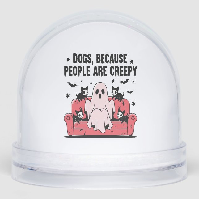 Spooky Halloween Dog Spooky Ghost Png 2 Snowglobe (Front)