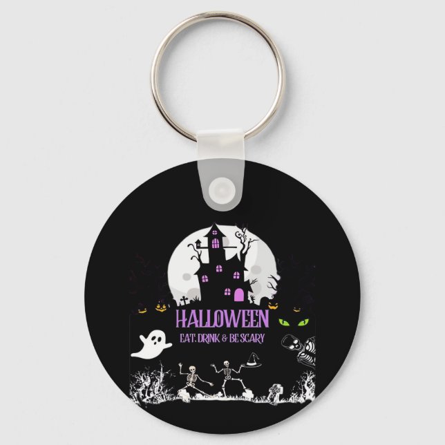 Spooky Halloween Eat Drink And Be Scary Classic Keychain (Front)