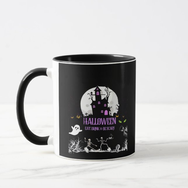 Spooky Halloween Eat Drink And Be Scary Classic Mug (Left)