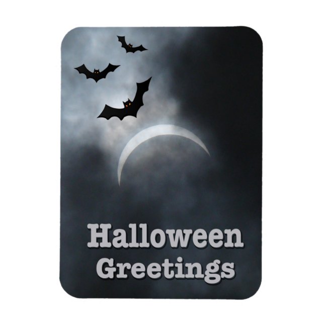 Spooky Halloween Eclipse Greetings Magnet (Vertical)