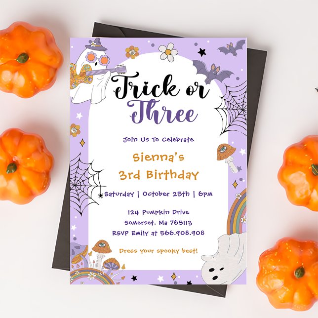  Spooky Halloween Ghost 3rd Birthday Party Invitation (Creator Uploaded)