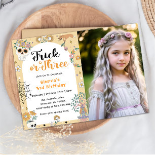 Spooky Halloween Ghost 3rd Birthday Photo Invitation