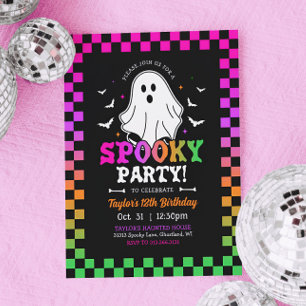 Spooky Halloween Ghost Birthday Retro  Invitation