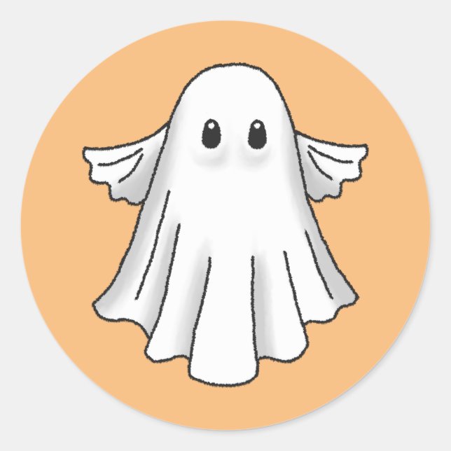 Spooky Halloween Ghost Classic Round Sticker (Front)