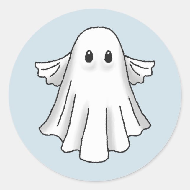Spooky Halloween Ghost Classic Round Sticker (Front)