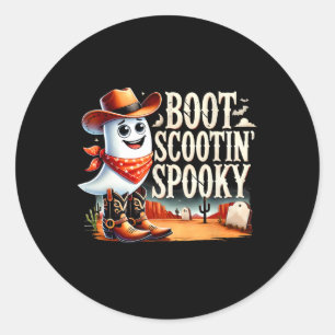 Spooky Halloween Ghost Cowboy Ghost Western Classic Round Sticker
