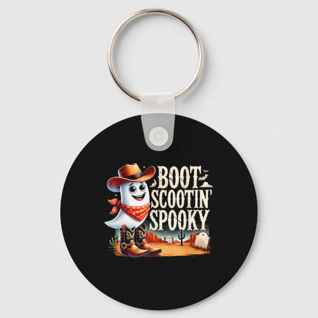 Spooky Halloween Ghost Cowboy Ghost Western  Keychain (Front)