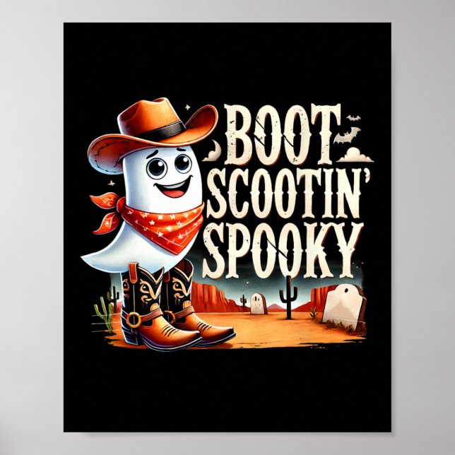 Spooky Halloween Ghost Cowboy Ghost Western  Poster (Front)