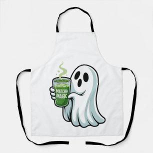 Spooky Halloween Ghost Drinking Matcha Drink  Apron
