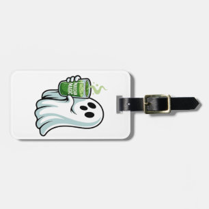 Spooky Halloween Ghost Drinking Matcha Drink Luggage Tag