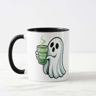 Spooky Halloween Ghost Drinking Matcha Drink  Mug