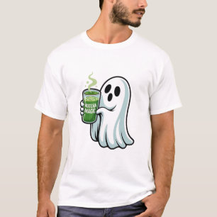 Spooky Halloween Ghost Drinking Matcha Drink T-Shirt