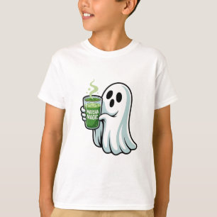 Spooky Halloween Ghost Drinking Matcha Drink  T-Shirt