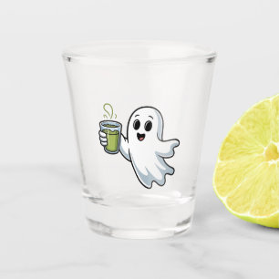 Spooky Halloween Ghost Holding Matcha Shot Glass