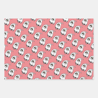 Spooky Halloween ghost in 3 colors Wrapping Paper Sheet