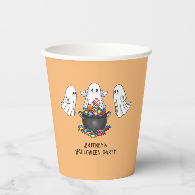 Spooky Halloween Ghost Paper Cups (Front)