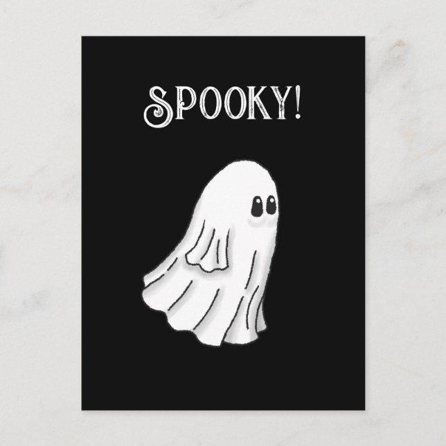 Spooky Halloween Ghost Postcard (Front)