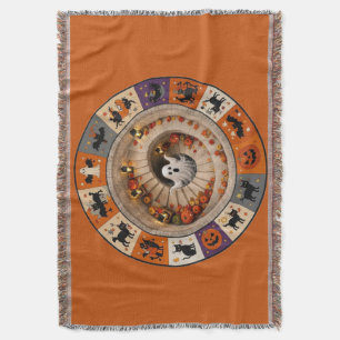 Spooky Halloween Ghost Spiral Staircase Design Throw Blanket