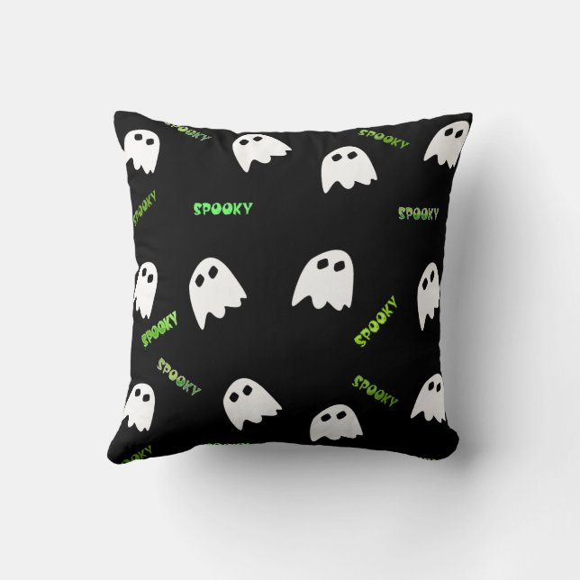 spooky Halloween ghost  Throw Pillow (Back)