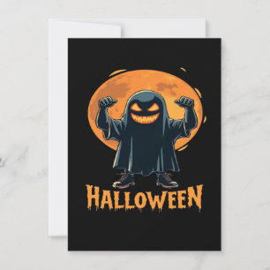 Spooky Halloween Ghost with Full Moon Design Invitation
