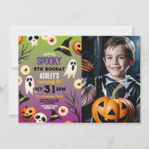 Spooky Halloween Ghosts Birthday Kids Photo Invitation