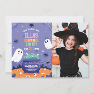 Spooky Halloween Ghosts Birthday Photo Invitation