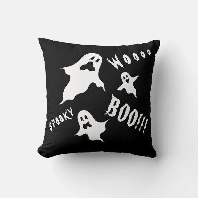 Spooky Halloween Ghosts Throw Cushion (Front)