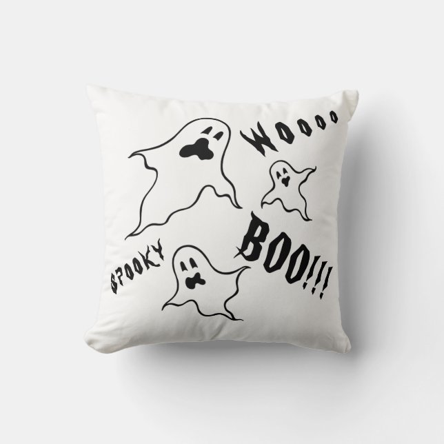 Spooky Halloween Ghosts Throw Cushion (Front)