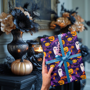 Spooky Halloween Gift Wrap with Personalized Name 