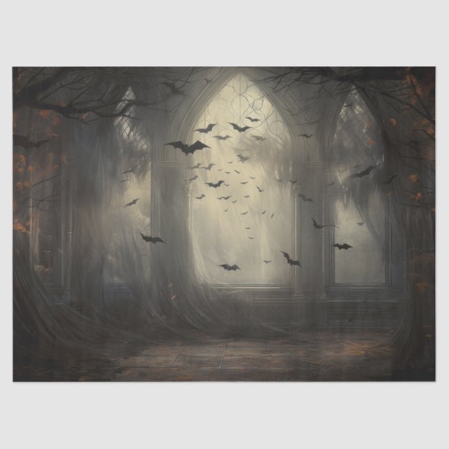 Spooky Halloween Gothic Arc with Bats Decoupage Tissue Paper (Front)