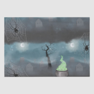 Spooky Halloween Grave Yard and Spider Webs Wrapp Tissue Paper
