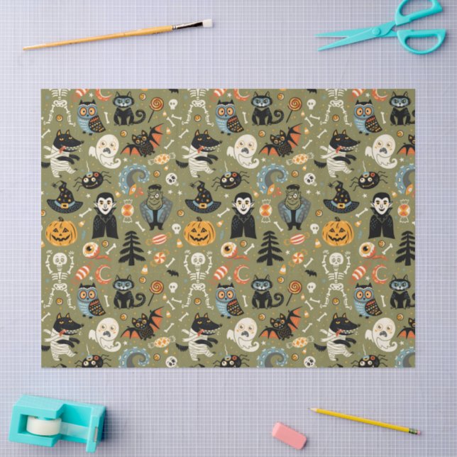 Spooky Halloween Green Tissue Paper (Craft)