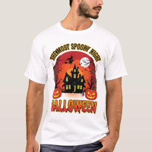 Spooky Halloween Haunted House and Pumpkin Night T-Shirt