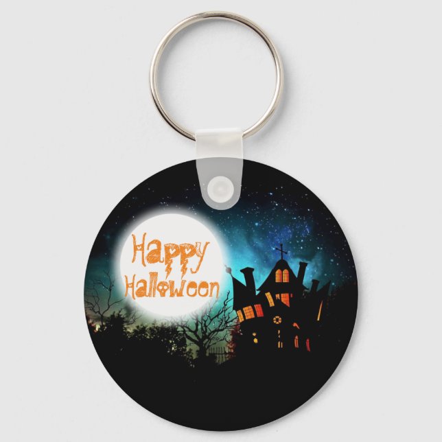 Spooky Halloween Haunted House Keychain (Front)