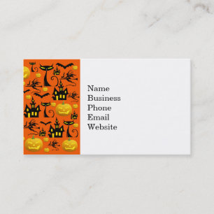 Spooky Halloween Haunted House with Bats Black Cat Business Card