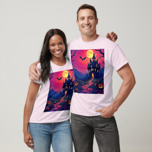 Spooky Halloween Haunted Mansion Art T-Shirt