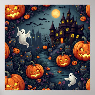 Spooky Halloween Haunted Night Poster