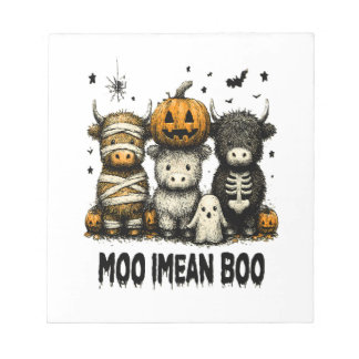 Spooky Halloween Highland Cow Notepad