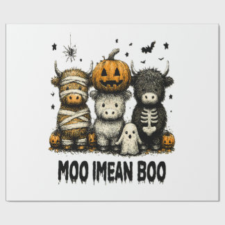 Spooky Halloween Highland Cow Wrapping Paper