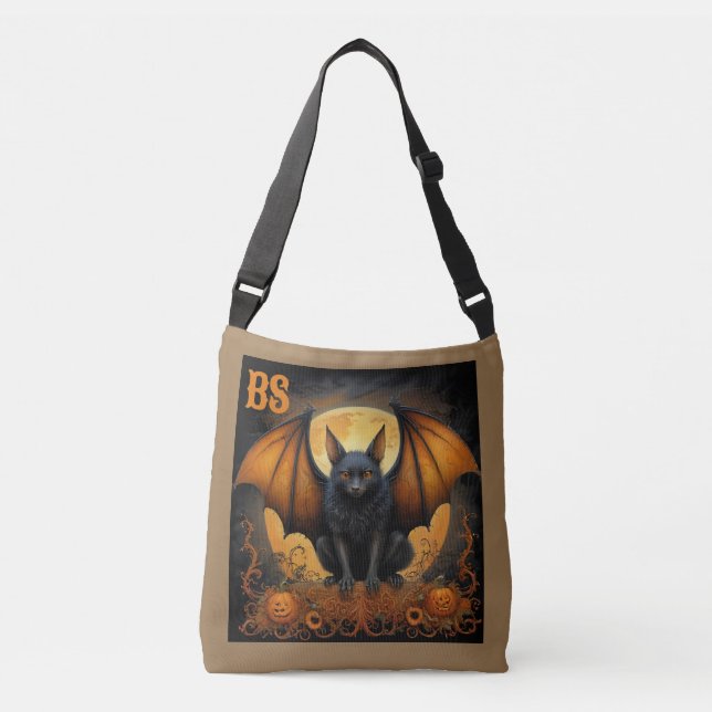 Spooky Halloween horror bat in Disguise Crossbody Bag (Front)