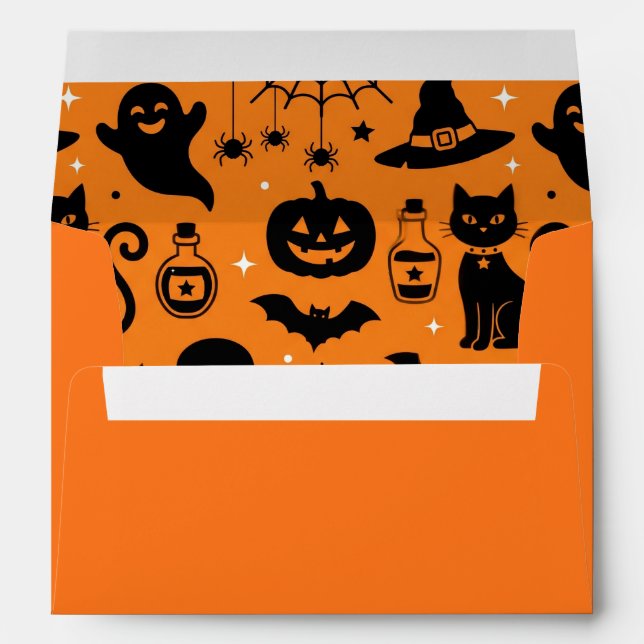 Spooky Halloween Icon Pattern Lined Envelope (Back (Bottom))