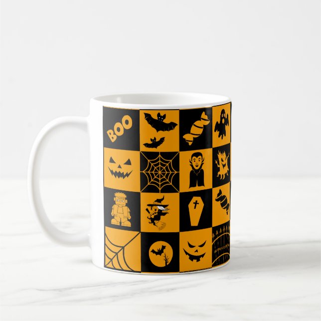 Spooky Halloween Icons Pattern Coffee Mug (Left)