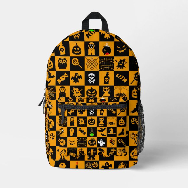 Spooky Halloween Icons Pattern Printed Backpack (Front)