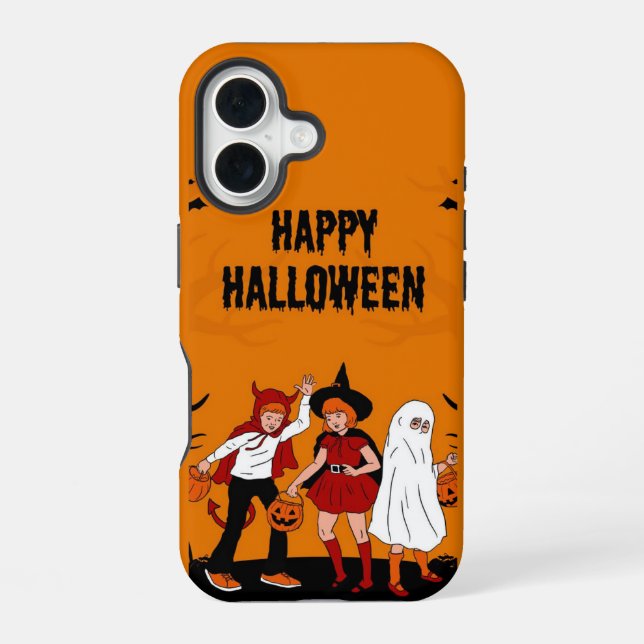 Spooky Halloween iPhone 16 Case – Pumpkin, Ghost & (Back)