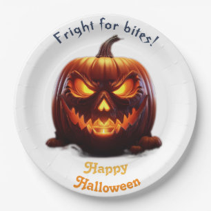 Spooky Halloween Jack-O-Lantern Paper Plate
